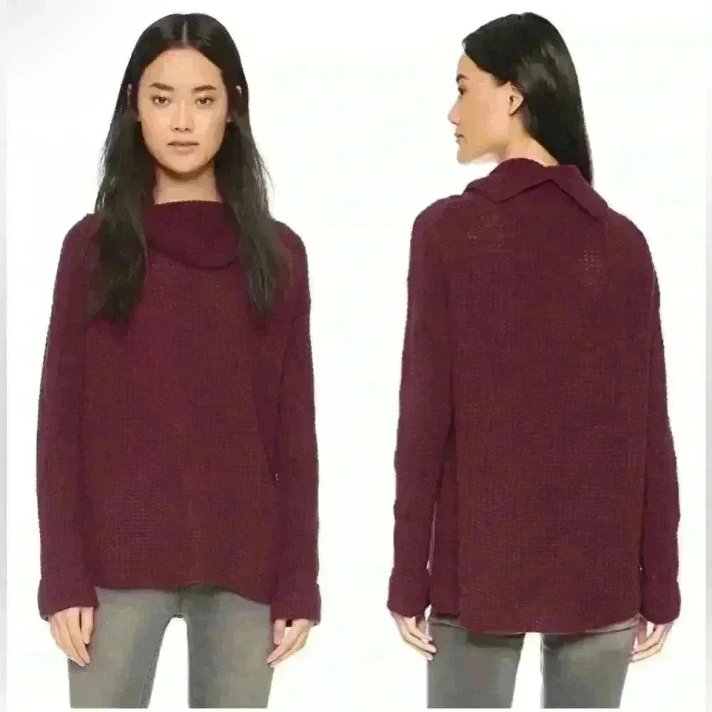FREE PEOPLE Sidewinder Wool Pullover Berry Size Large NWT